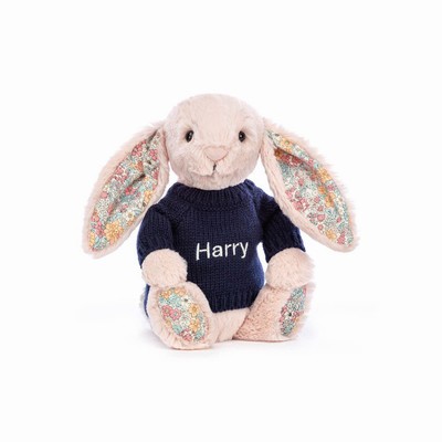 Jellycat Blossom Blush Bunny with Navy Jumper USA | 98503FQUN